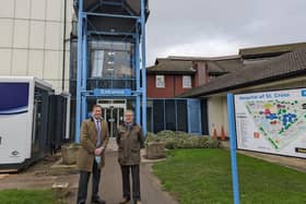 Rugby MP Mark Pawsey at the Hospital of St Cross with UHCW chief executive Professor Andy Hardy.