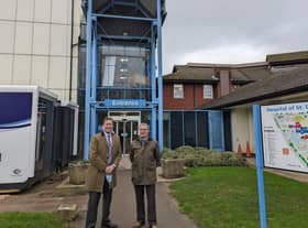 Rugby MP Mark Pawsey at the Hospital of St Cross with UHCW chief executive Professor Andy Hardy.