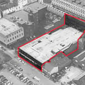 An aerial view of the site between 19-21 The Parade and 20-22 Guy Street.