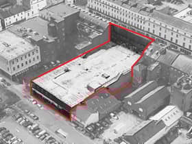 An aerial view of the site between 19-21 The Parade and 20-22 Guy Street.