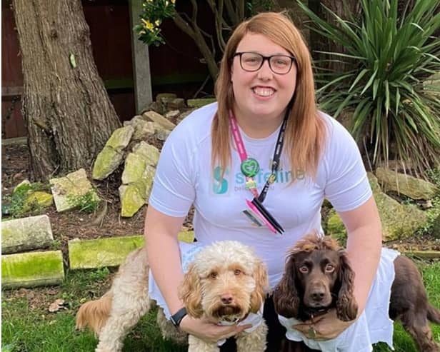 Alex Pearson, will be walking 15 miles with her dogs Archie and Chester in aid of Safeline. Photo supplied