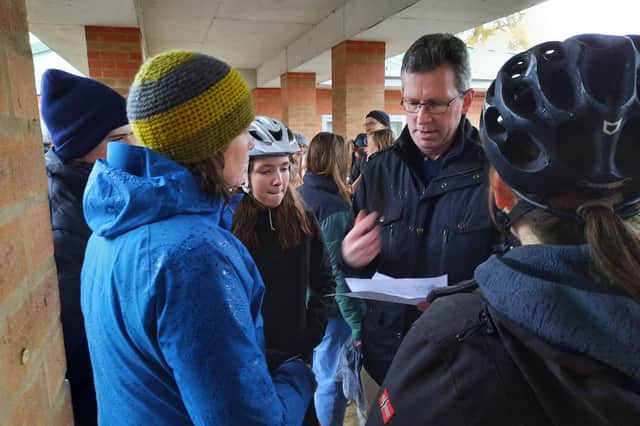 Members of Pedal to Protect present their petition to Kenilworth and Southam MP Jeremy Wright.