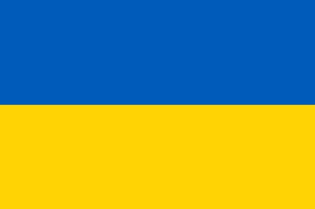 The flag of Ukraine.