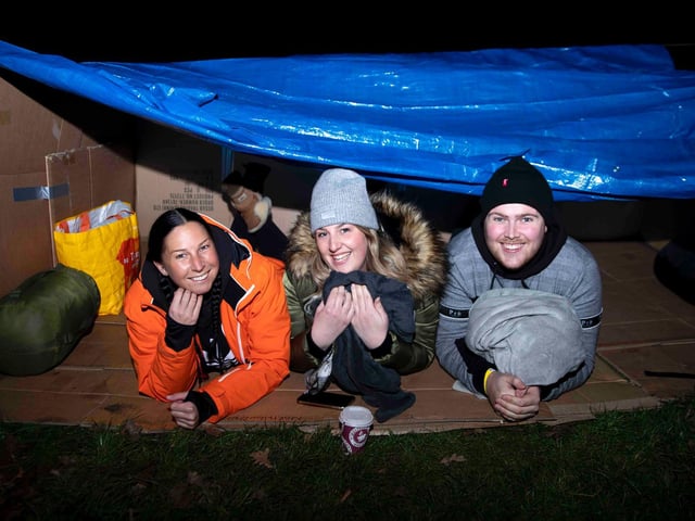 Participants slept outside overnight on Saturday, February 26 at Delpare Abbey to raise awareness of homelessness and funds for Hope Centre, Northampton. Photo: Kirsty Edmonds.