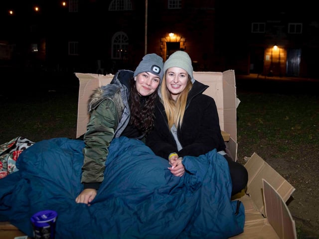 Participants slept outside overnight on Saturday, February 26 at Delpare Abbey to raise awareness of homelessness and funds for Hope Centre, Northampton. Photo: Kirsty Edmonds.