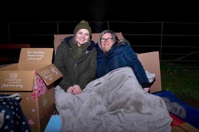 Participants slept outside overnight on Saturday, February 26 at Delpare Abbey to raise awareness of homelessness and funds for Hope Centre, Northampton. Photo: Kirsty Edmonds.