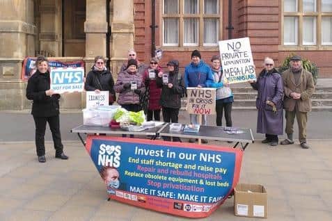 Members of the South Warwickshire Keep Our NHS Public group held a rally outside Leamington town hall on Saturday (February 26) to demand £20 billion emergency funds for the NHS.