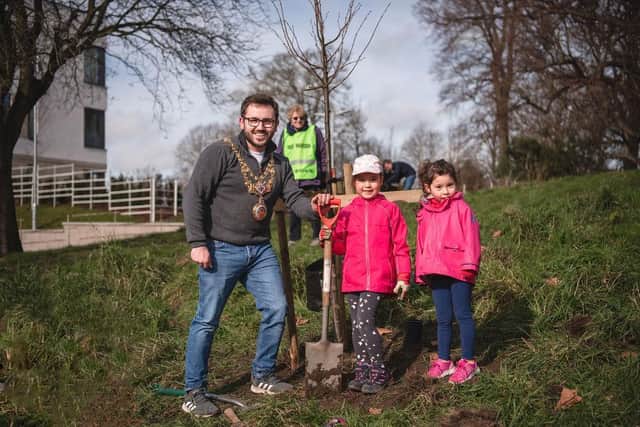 An official tree-planting event was led by The Friends of Priory Park group and attended by the Mayor of Warwick, Cllr Richard Edgington, residents, children, and families. Photo supplied