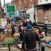 Volunteers load lorries with items to help the victims of war in Ukraine at The Polish Centre in Leamington today (Saturday March 5).