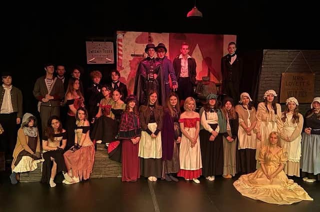 The cast of Rugby College’s production of Sweeney Todd.