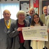 Rugby Rotary president Sue Maguire; Myton Hospice fundraiser Laura Haswell; Rugby Rotary TOL organiser Peter Smith