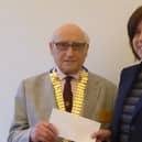 Michael North out going Chairman of Warwick Probus Club No. 2 with Castel Froma CEO Marie Bawden. Photo supplied