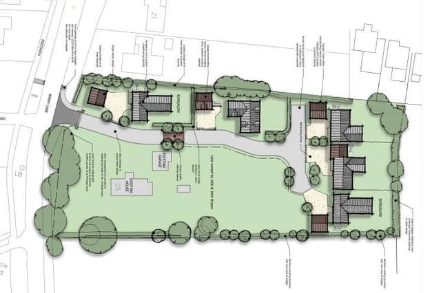 How the site would have looked. To the left is Barby Lane, where it meets Westwood Road.