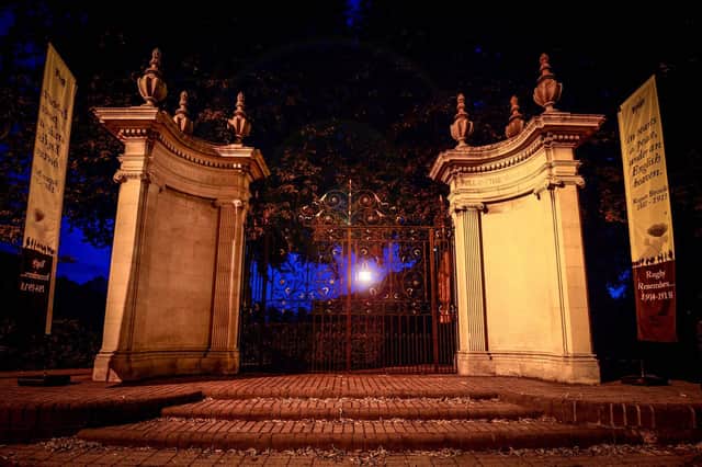 The memorial gates. Photo courtesy of Rugby Borough Council.