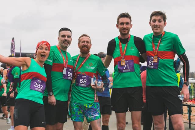 Runners with their medals after completing the Warwick half marathon. Photo supplied