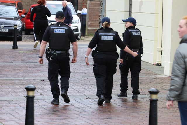 There is a heavy police presence in Liverpool Gardens as officers investigate an 'alleged stabbing' in Chapel Road, Worthing. Photo: Eddie Mitchell