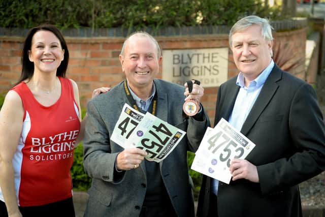 David Lester (right), senior partner at Blythe Liggins, with Kenilworth Rotary president, Philip Southwell and Claire Kirwan, a Blythe Liggins partner and head of personal injury and clinical negligence. Photo supplied