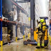 Five fire crews from Lutterworth, Leicestershire and over the border in Warwickshire dashed to tackle the serious incident on the Magna Park South business site.