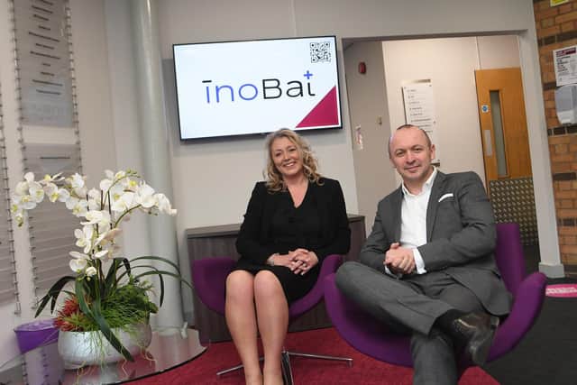 Jane Talbot, manager of the Warwick Innovation Centre, and Paul Hancock, chief
financial officer of InoBat. Photo supplied