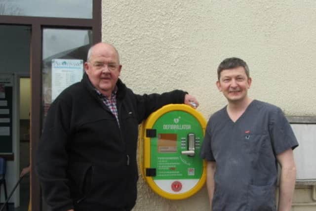Left to right: Neil Morris, trustee at Kenilworth HeartSafe with Kieran OHalloran, clinical director at Avonvale Veterinary Practice. Photo supplied