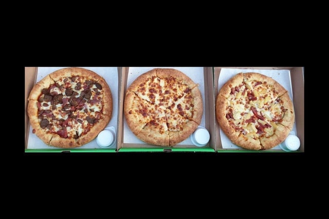 Some of the pizzas from Caprinos