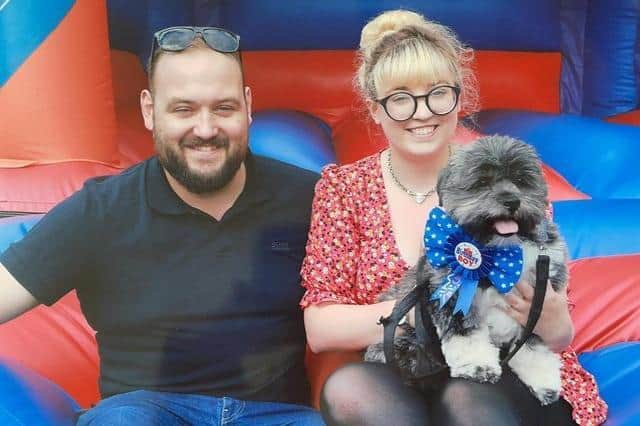 Rhianna with brother Jack and her dog Scamp.