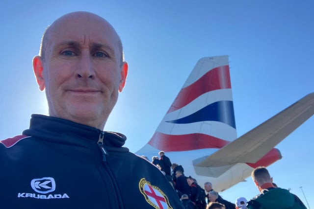 Chris Clements - the England walking football teams all flew to Sweden together