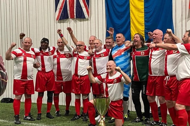 England Over 50s celebrate their win