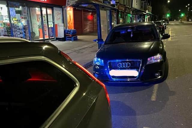 An uninsured Audi driver who fled from police in Rugby has now been caught. Photo by OPU Warwickshire.