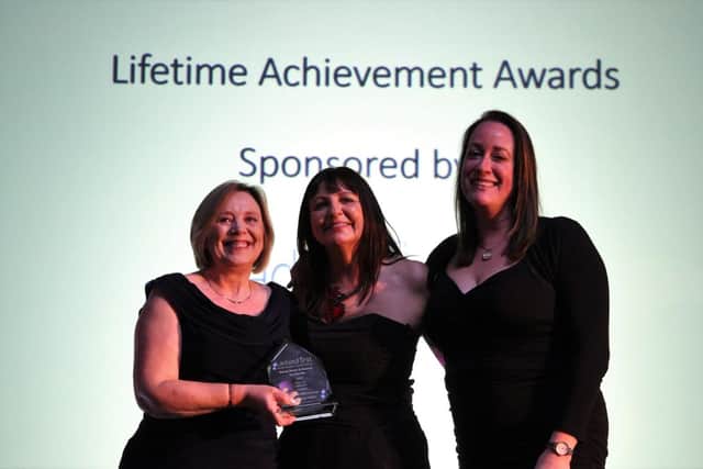 Sue Herbert and Jennie Ludford receive a Charity Award on behalf of Rachel Ollerenshaw, of Molly Ollys