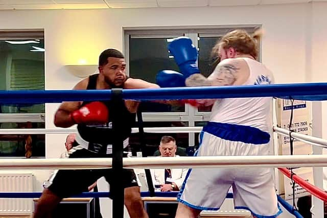 Cleary’s heavyweight Joe Bourne on his way to victory against Arling Nezaj from Finchley on Saturday night