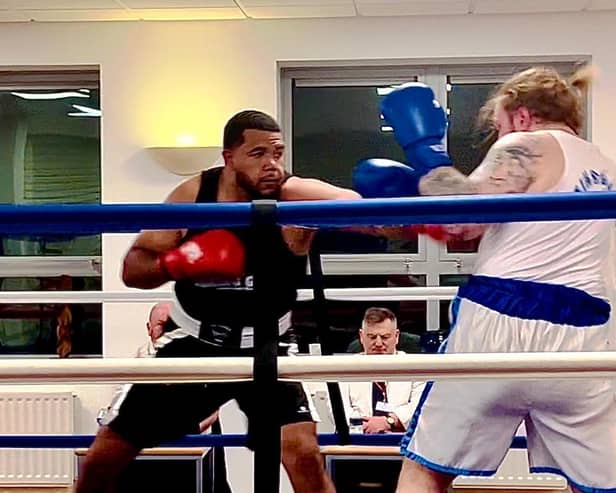 Cleary’s heavyweight Joe Bourne on his way to victory against Arling Nezaj from Finchley on Saturday night