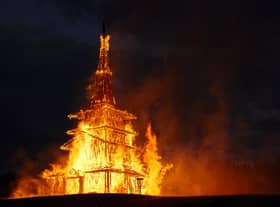 This was the spectacular moment that a Covid memorial was set alight in front of more than 10,000 people in Warwickshire.
