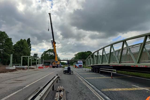 The new 98ft-long steel footbridge was installed last weekend