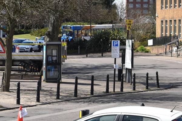 Traffic backs on to the A426 roundabout.