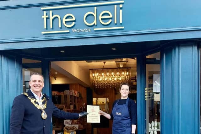 The Mayor of Warwick, Cllr Terry Morris reopening The Deli. Photo supplied