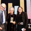 The winners of the Leamington Legends Awards - Archie and Marianne Pitts, with Stephanie Kerr (Executive Director - BID Leamington). Photo by Sally Evans Photography.