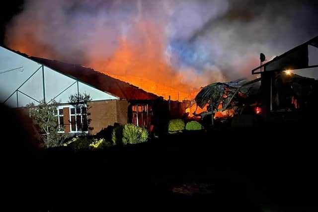 The fire at Lutterworth Golf Club (photo by Leics Fire Service).