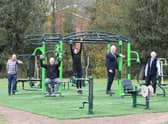 From left to right - Simon Richardson (Warwick District Council), Alistair Clark (managing director of AC Lloyd Homes), personal trainer Michelle Clements, Brian Bassett of Leamington Rotary Club and Cllr Alan Rhead.