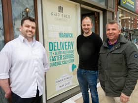 From left to right: Jamie Little (Warwick shop manager), Dan Chuter and Gregg Howard (co-owners of The Chip Shed)