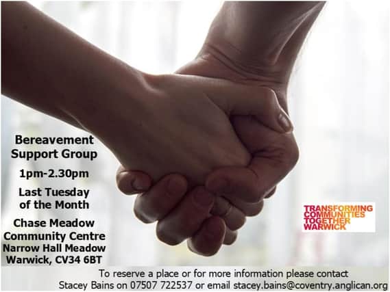 Monthly bereavement support groups are set to begin again at a community centre in Warwick.