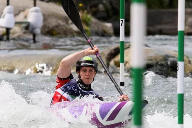Kimberley Woods paddling at the European Championships in Italy (Picture by Nina Jelenc)
