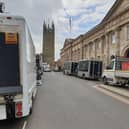 TV crews were spotted in Northgate Street in Warwick. Photo by Geoff Ousbey