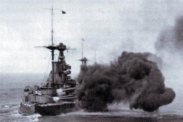 HMS Malaya in action.