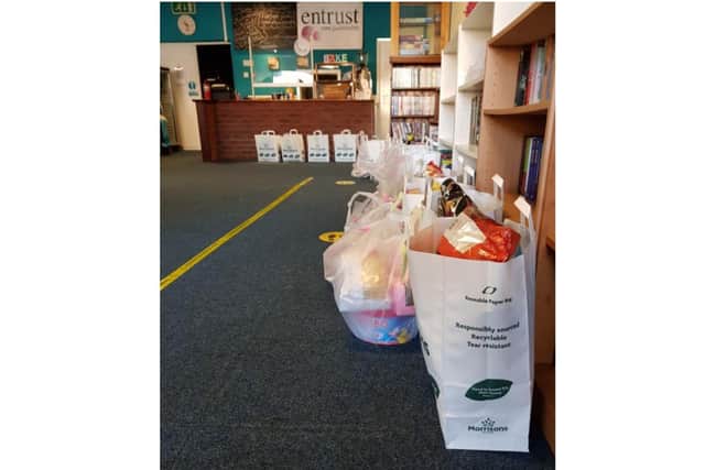 Some of the food parcels at The Open Door Cafe in Hampton Magna. photo supplied
