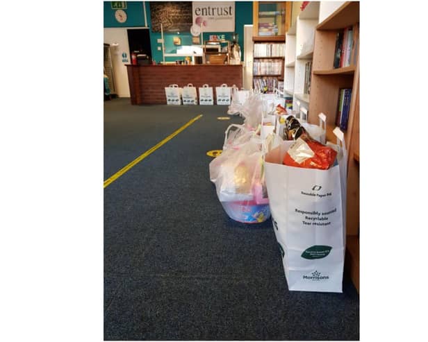 Some of the food parcels at The Open Door Cafe in Hampton Magna. photo supplied