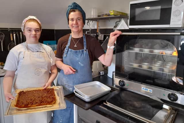 Alice Garland, an apprentice at the Corner Cottage Bakery in Kineton, with Sarah Thornber, the owner of the bakery