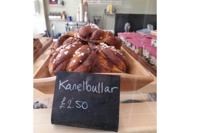 One of the cakes on offer at the Corner Cottage Bakery called a Kanelbullar, which is Swedish for cinnamon bun