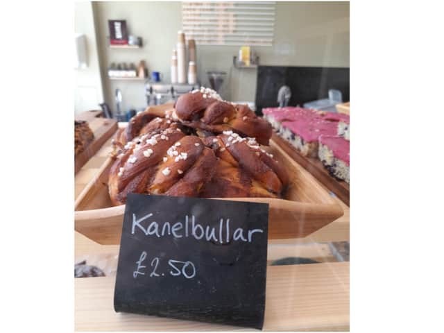 One of the cakes on offer at the Corner Cottage Bakery called a Kanelbullar, which is Swedish for cinnamon bun