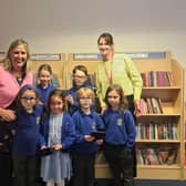 Pupils from Long Itchington School with the Head of School, Rebecca Richards and Year 1 Teacher, Deborah Dillon. Photo supplied
